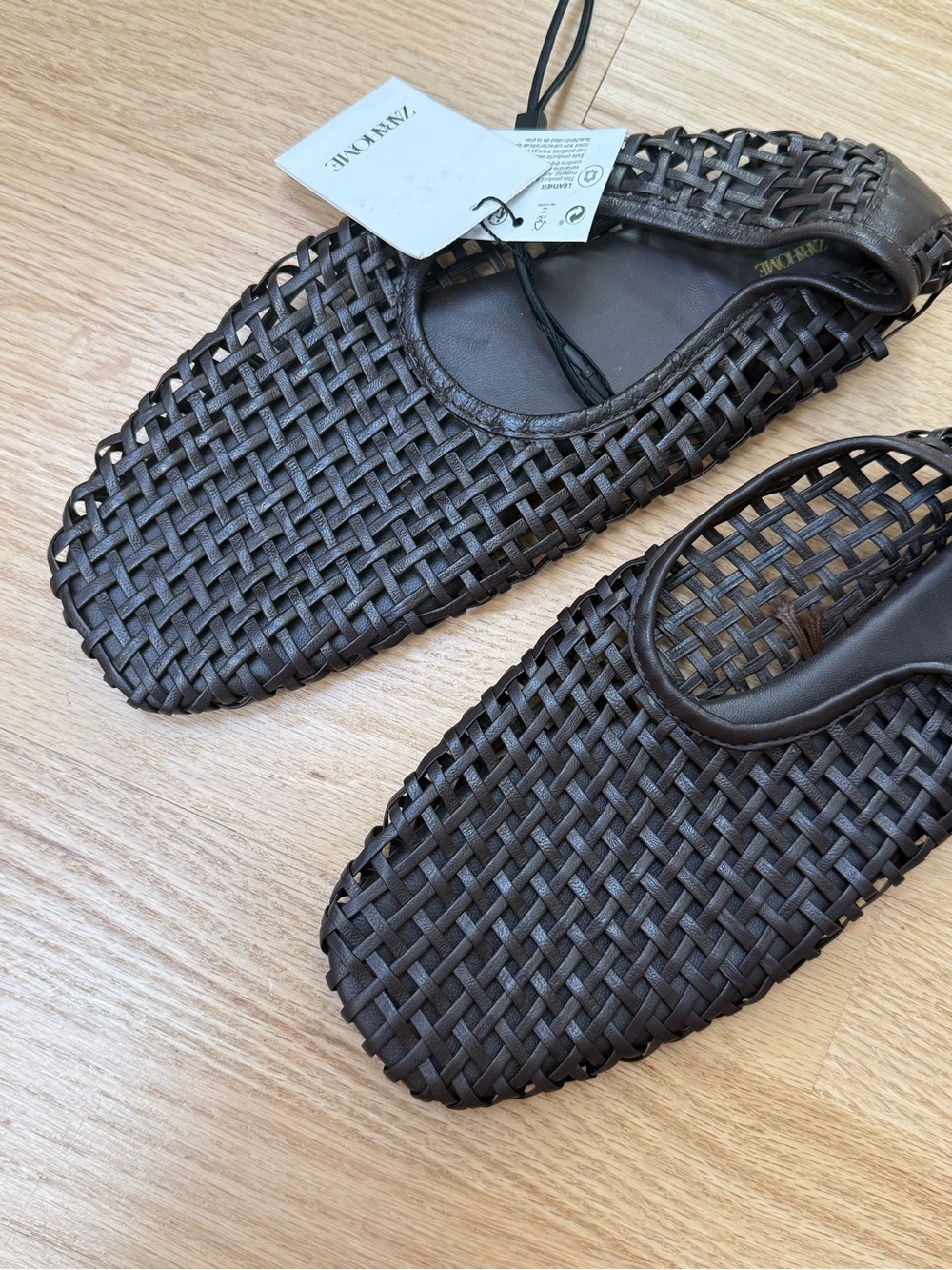 Zara Black Woven Leather Flats - Picture 2 of 2